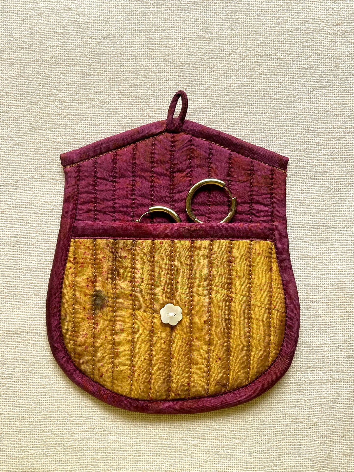 Wildbloom Silk Quilted Trinket Pouch