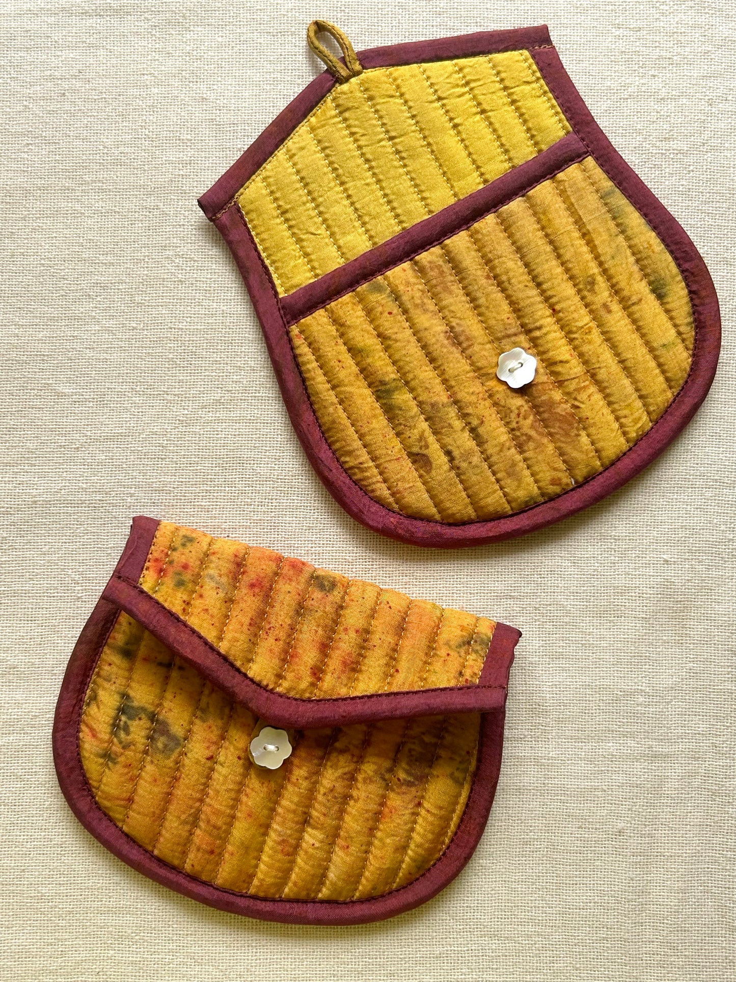 Goldenstem Silk Quilted Trinket Pouch