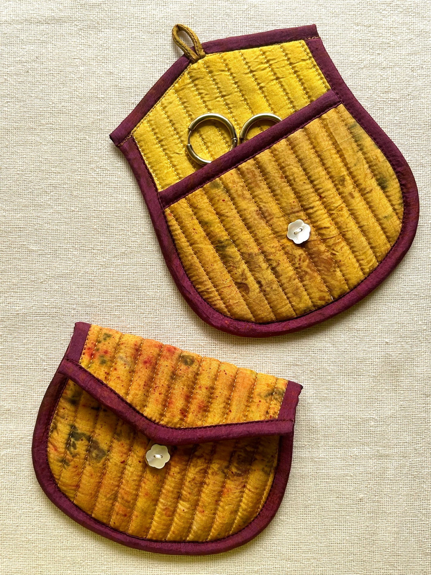 Goldenstem Silk Quilted Trinket Pouch