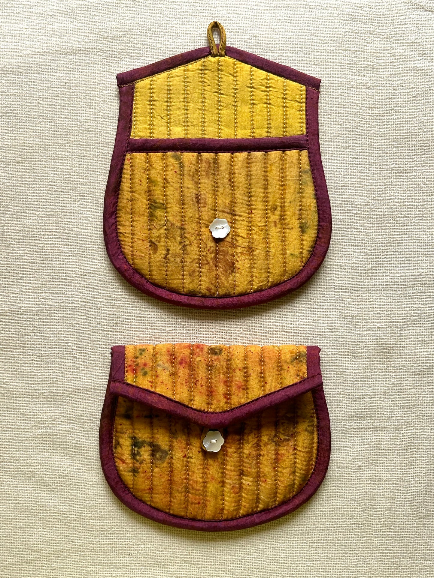 Goldenstem Silk Quilted Trinket Pouch