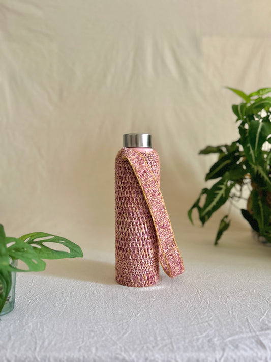 Petunia Plant Dyed Crochet Bottle Holder