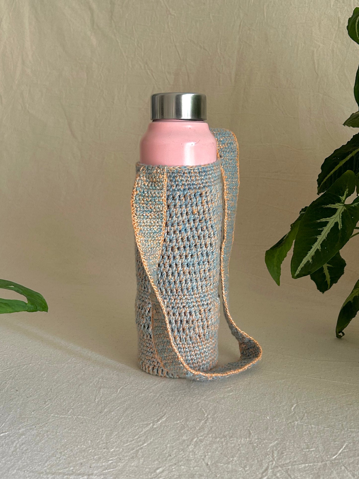 Stream Plant Dyed Crochet Bottle Holder