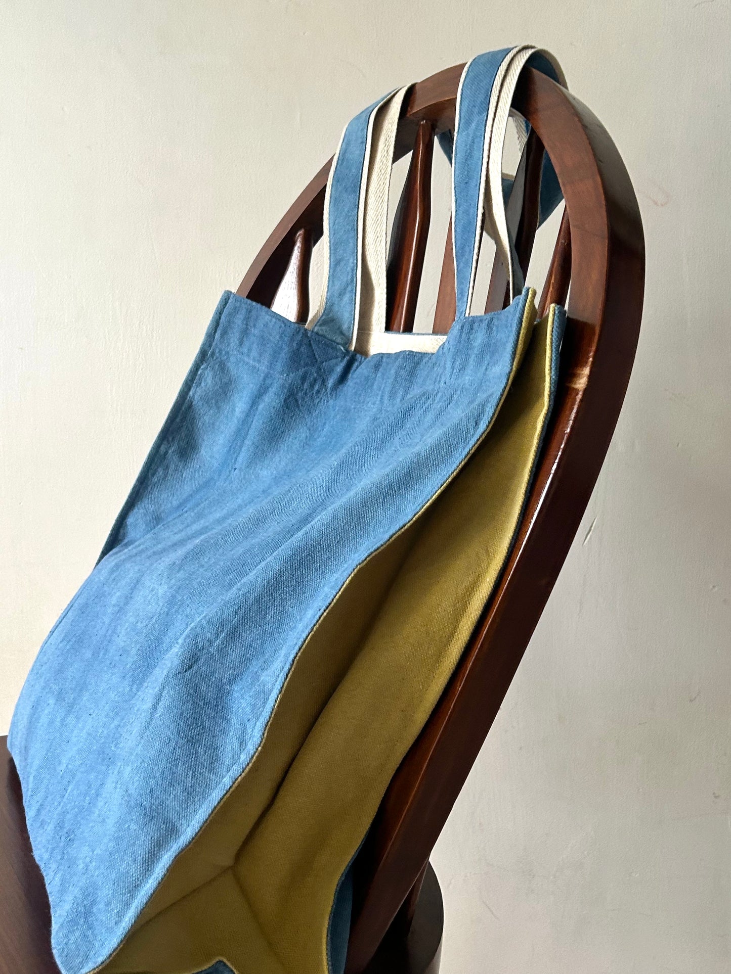 Indigo Two Tone Canvas Tote Bag