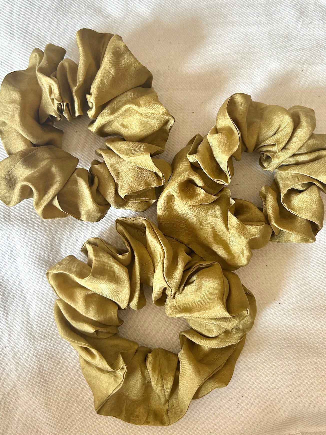Olive Silk Scrunchie