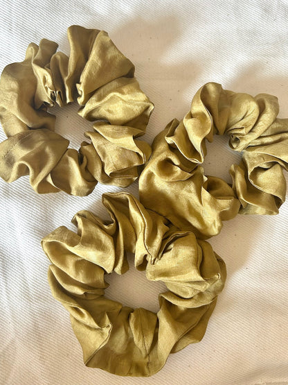 Olive Silk Scrunchie