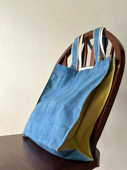 Indigo Two Tone Canvas Tote Bag