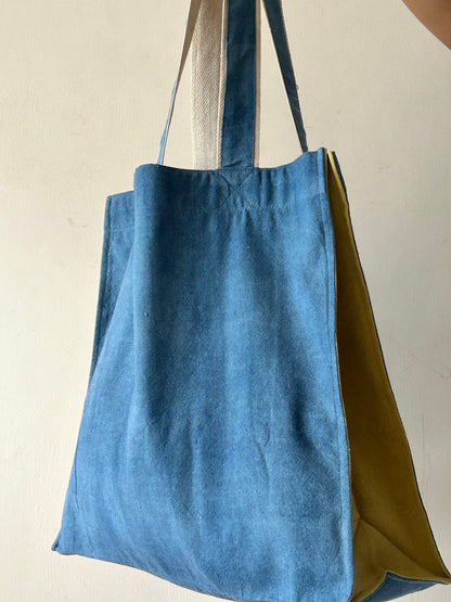 Indigo Two Tone Canvas Tote Bag