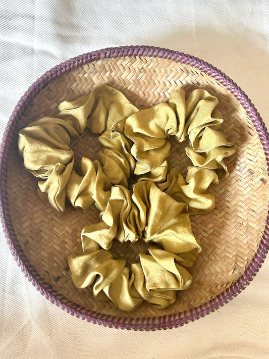 Olive Silk Scrunchie