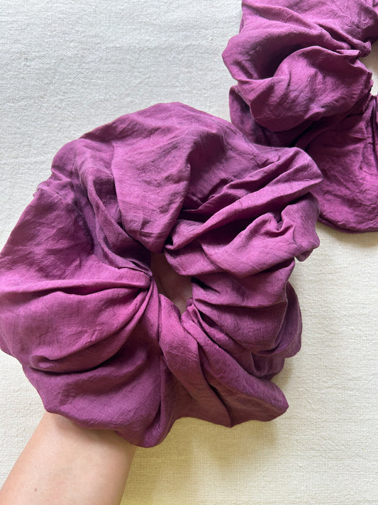 Oversized Aubergine Silk Scrunchie
