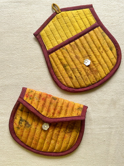 Goldenstem Silk Quilted Trinket Pouch