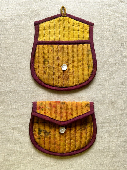 Goldenstem Silk Quilted Trinket Pouch