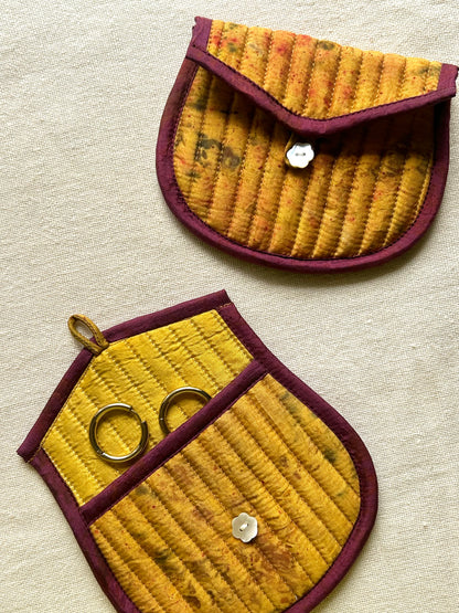 Goldenstem Silk Quilted Trinket Pouch