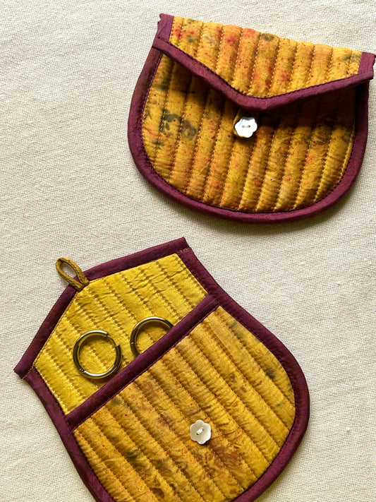 Goldenstem Silk Quilted Trinket Pouch