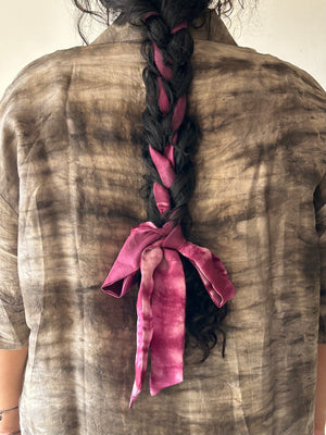 Shibori Pink Silk Hair Ribbon