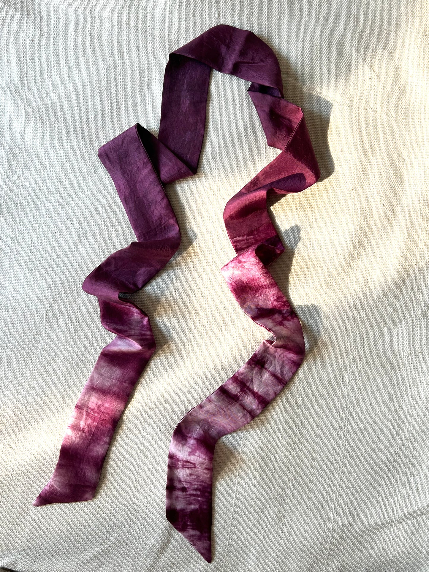 Shibori Pink Silk Hair Ribbon