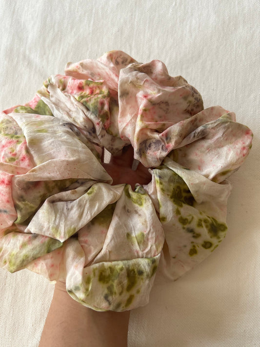 Oversized Floral Silk Scrunchie