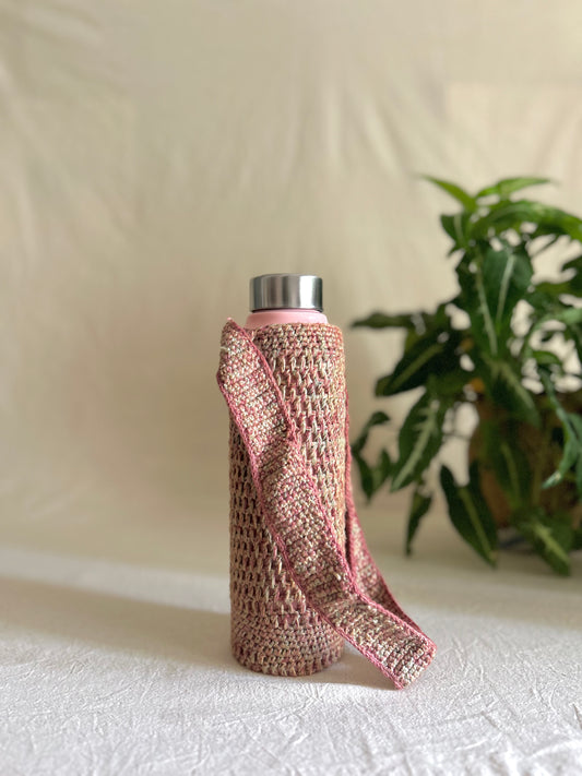 Periwinkle Plant Dyed Crochet Bottle Holder