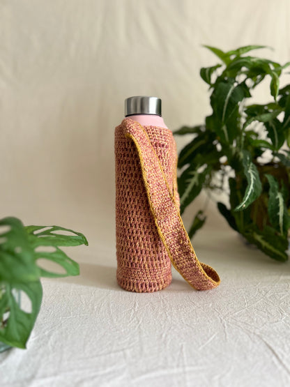 Cosmos Plant Dyed Crochet Bottle Holder