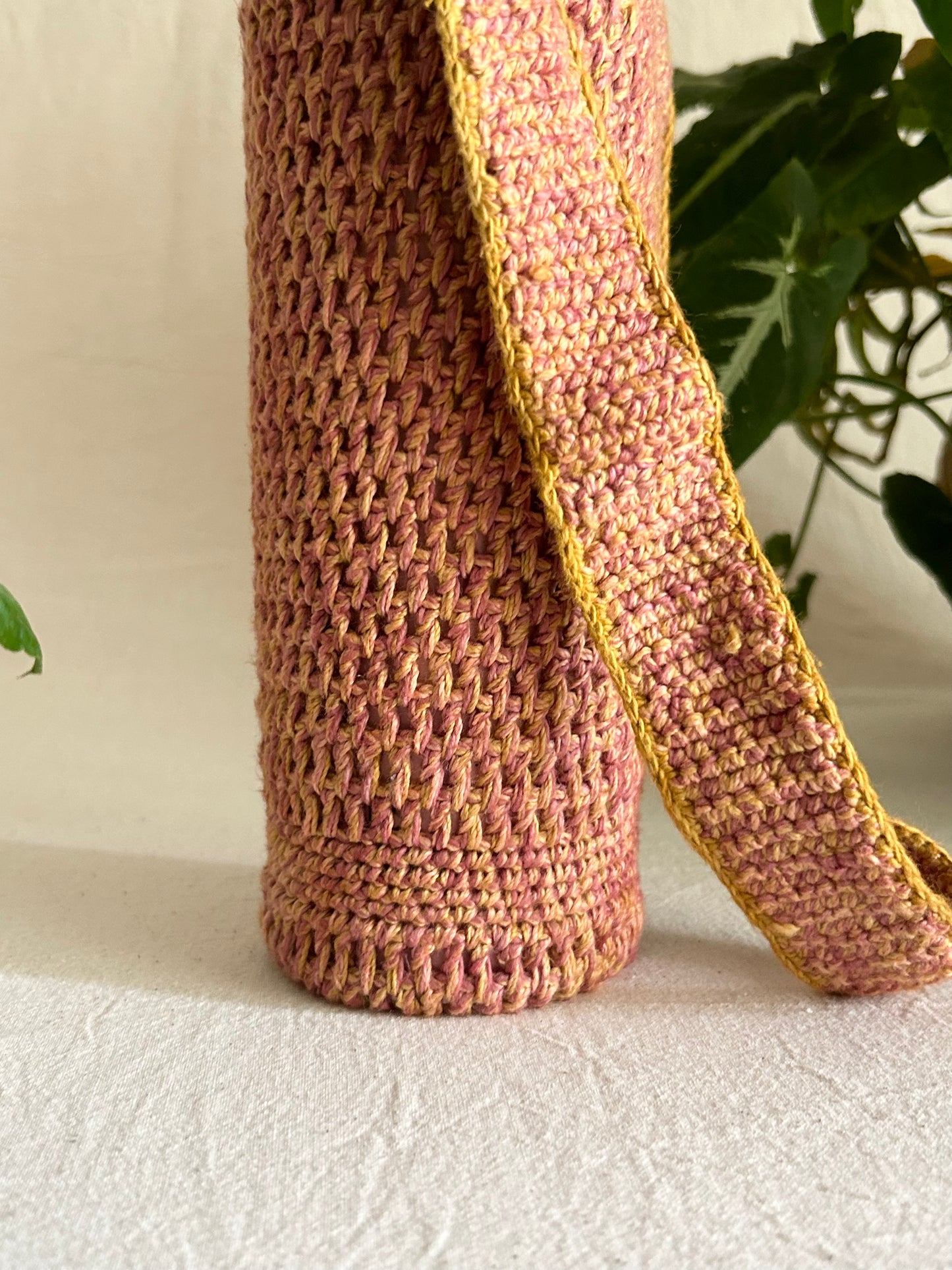 Cosmos Plant Dyed Crochet Bottle Holder