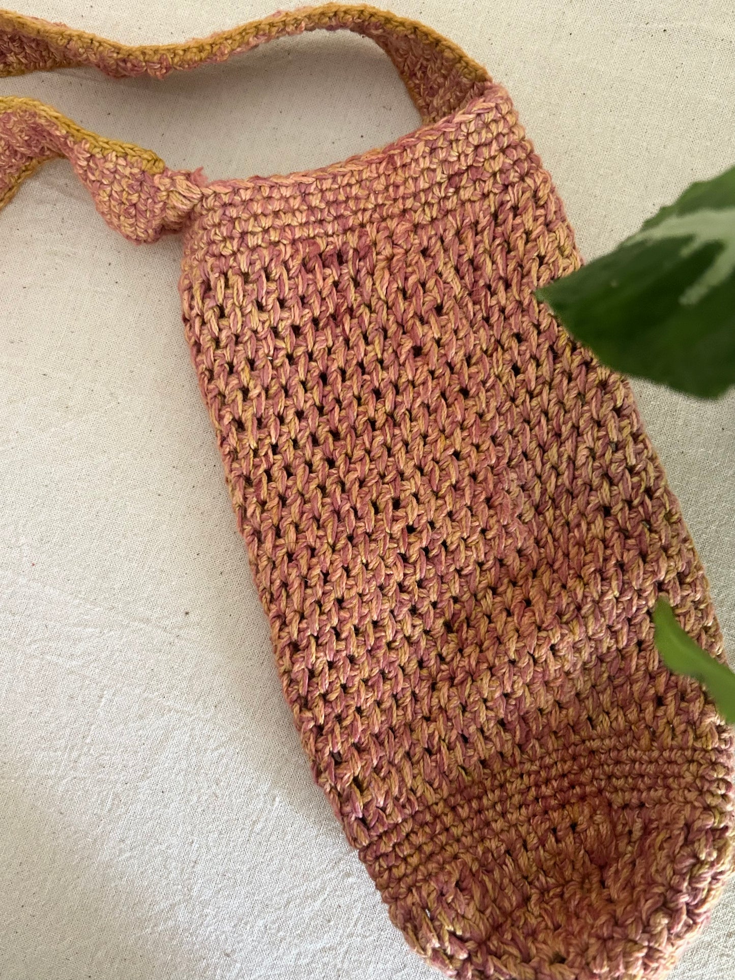 Cosmos Plant Dyed Crochet Bottle Holder