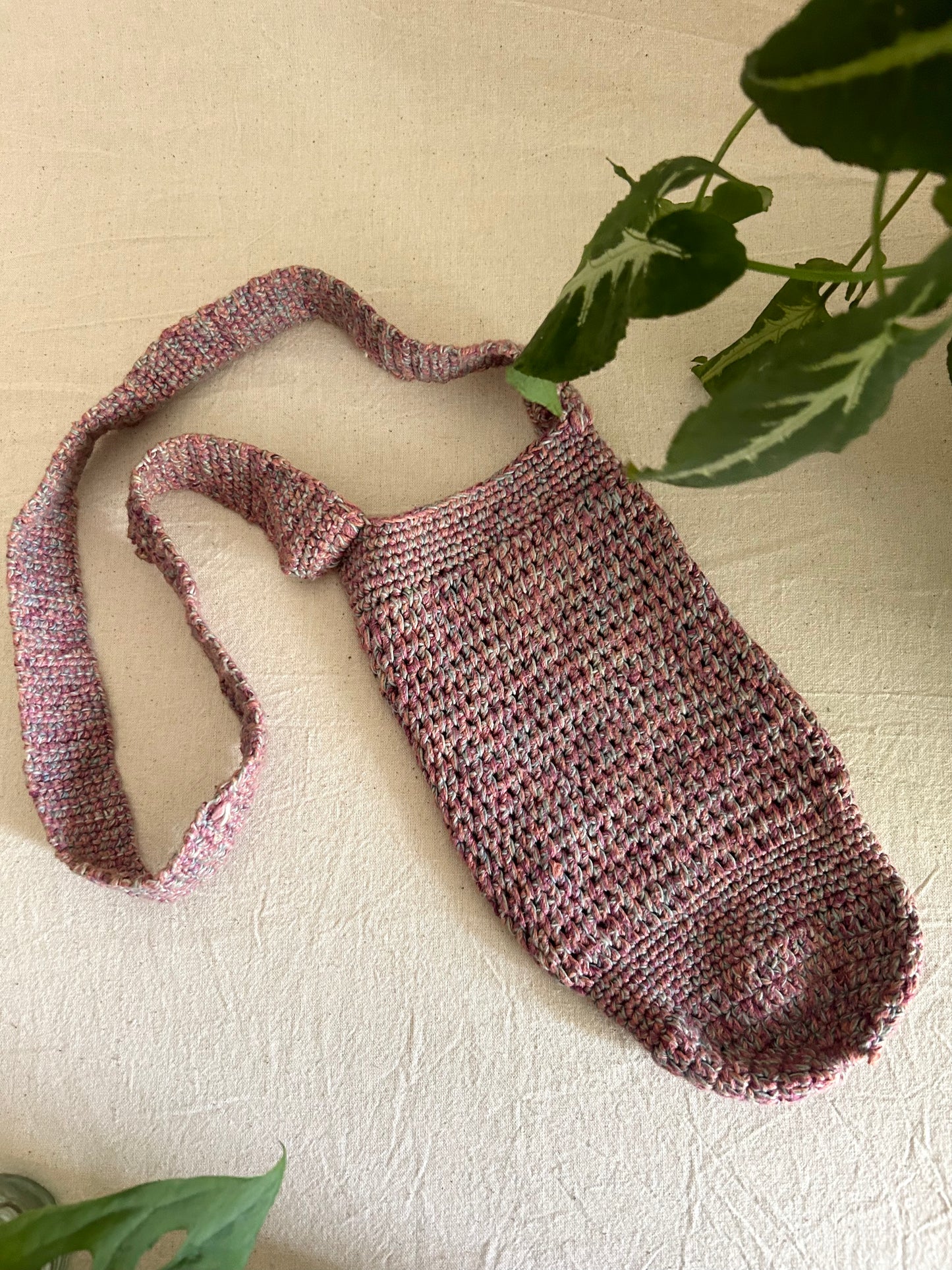 Plum Plant Dyed Crochet Bottle Holder