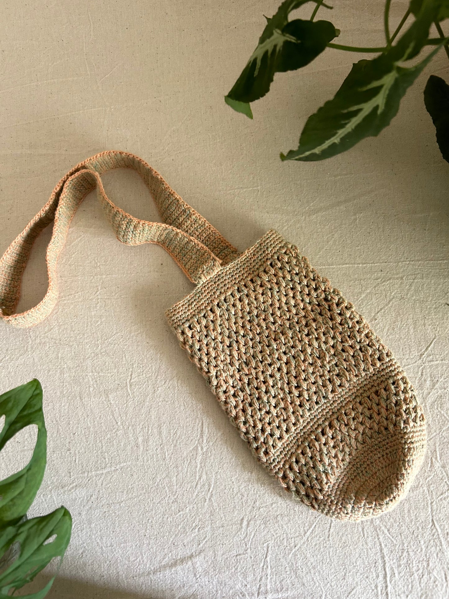 Apricot Plant Dyed Crochet Bottle Holder