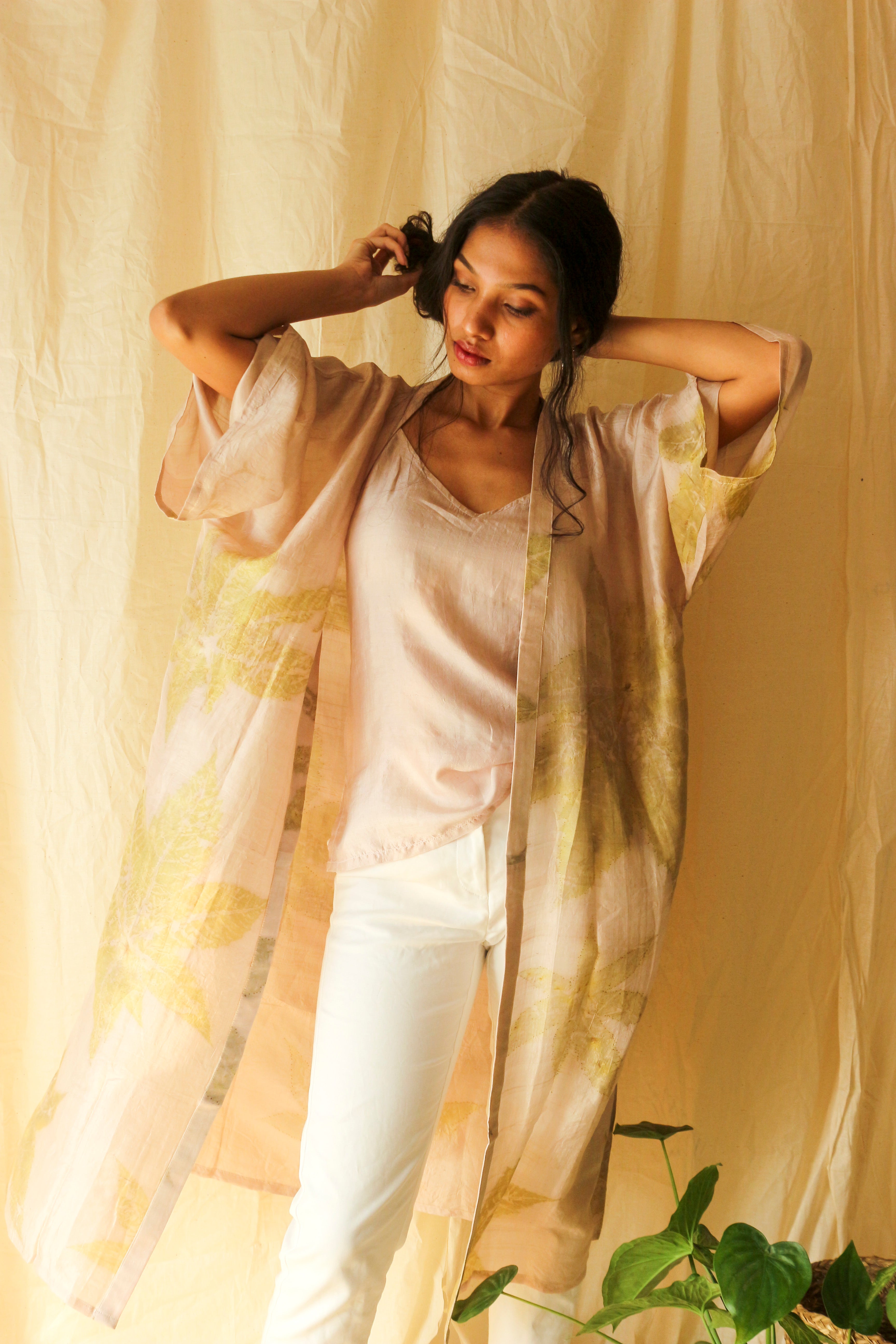 Castor Leaf Silk Kimono